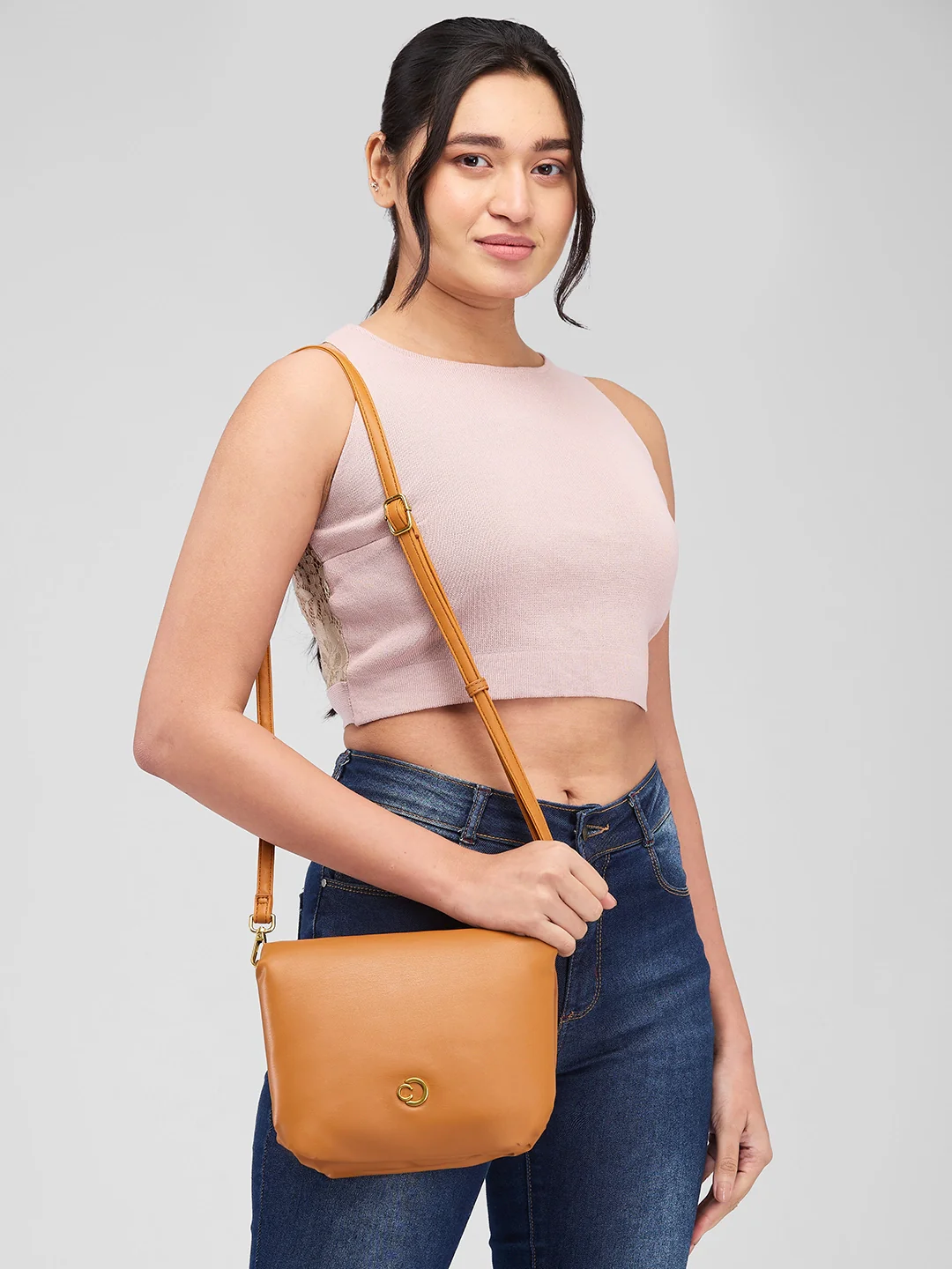 Caprese Heidi Medium Tan Sling Bag - Image 12