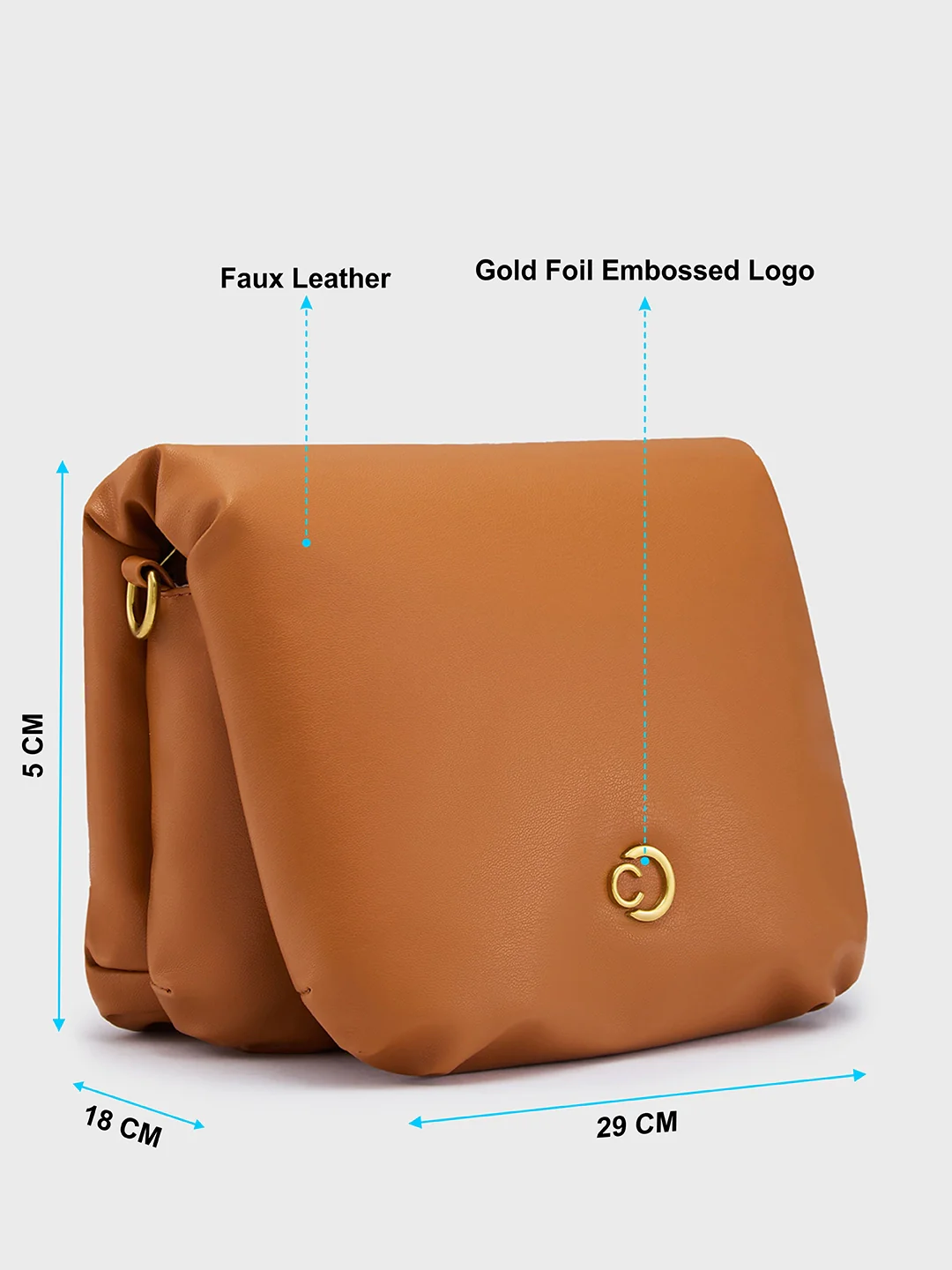 Caprese Heidi Medium Tan Sling Bag - Image 7