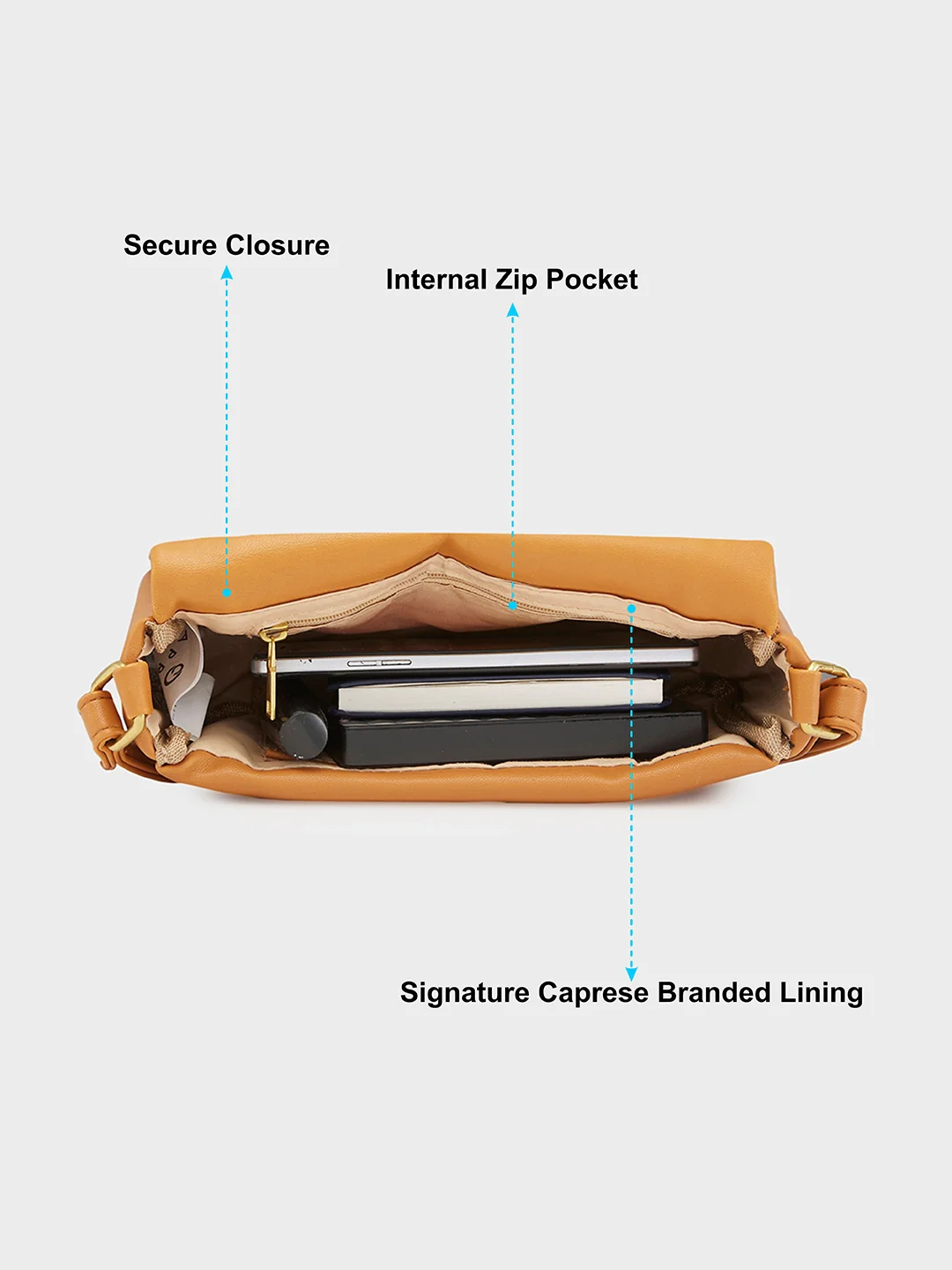 Caprese Heidi Small Tan Sling Bag - Image 9