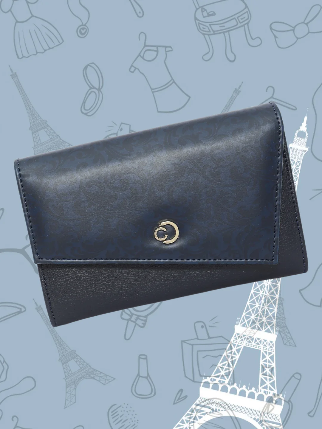 Caprese Helene Large Navy Flapover Wallet - Image 2