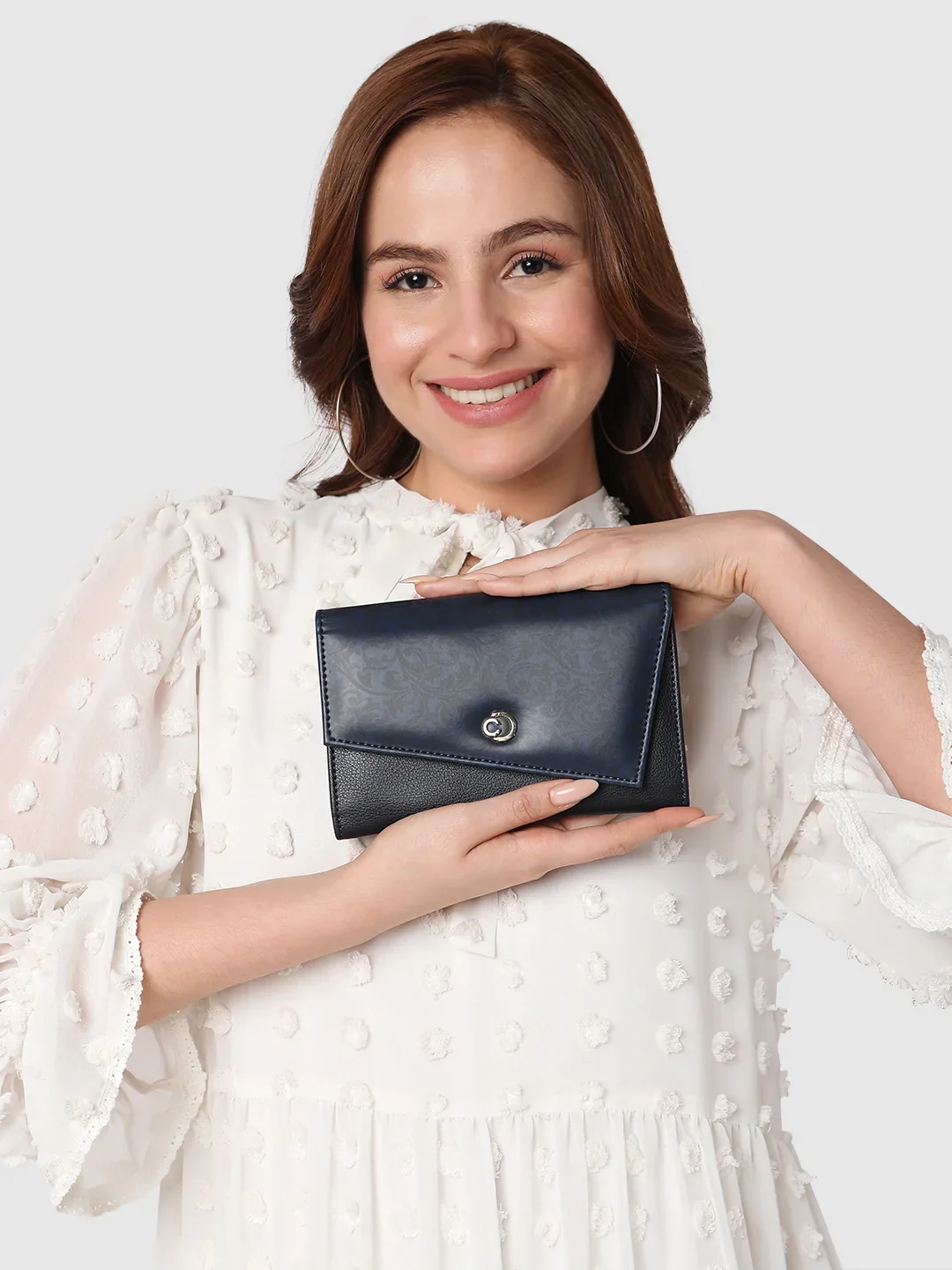 Caprese Helene Large Navy Flapover Wallet - Image 3