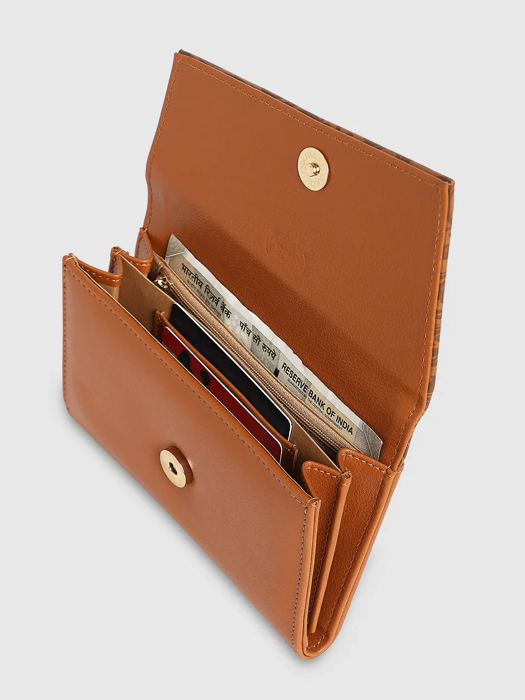 Caprese Helene Large Tan Flapover Wallet - Image 10