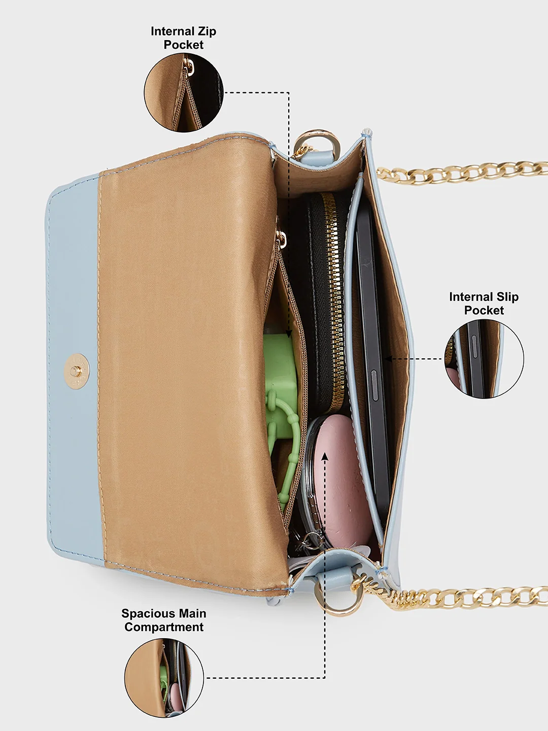 Caprese Hibo Medium Blue Sling Bag - Image 4