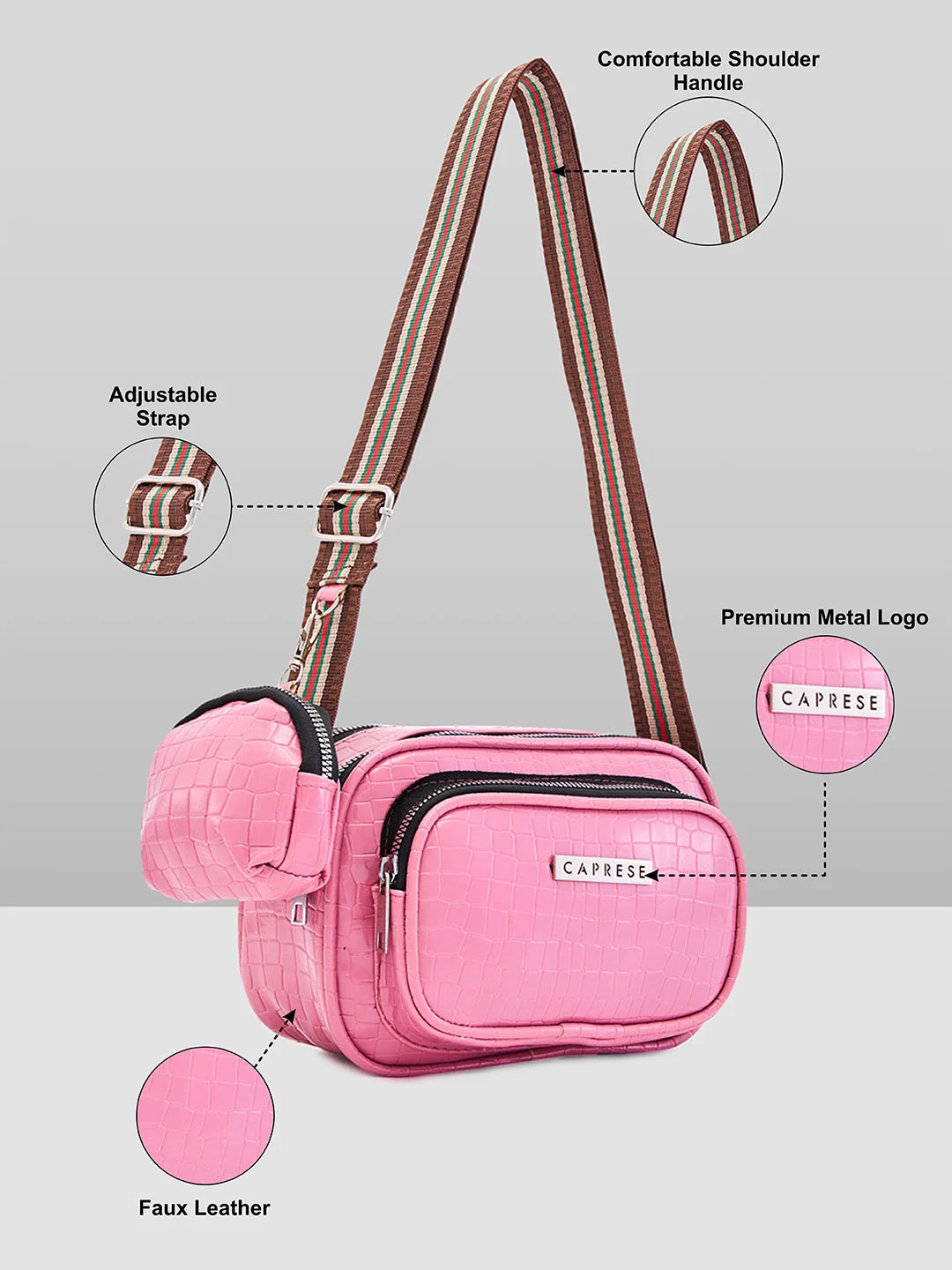 Caprese Hiko Medium Blush Sling Bag - Image 6