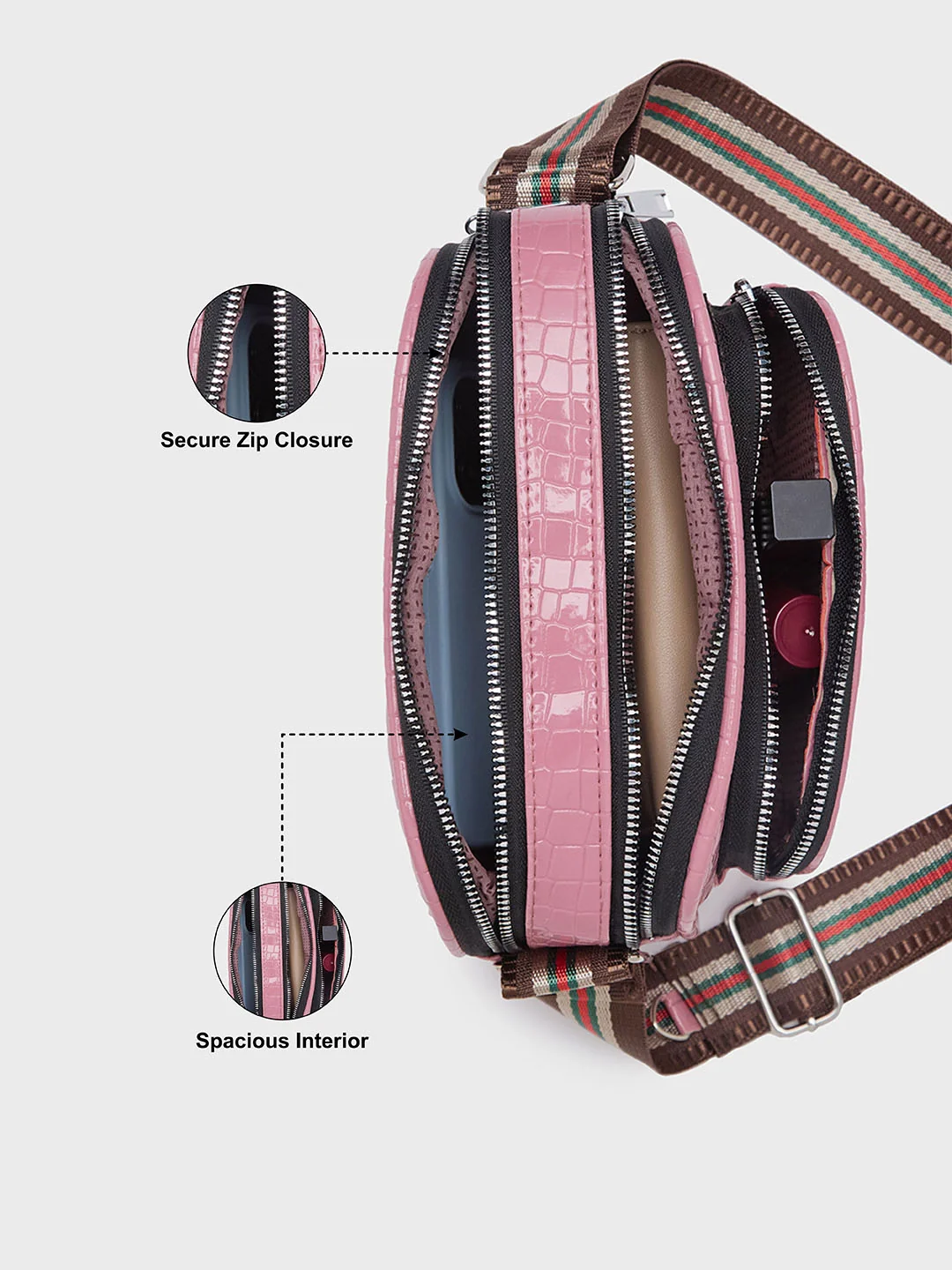 Caprese Hiko Medium Blush Sling Bag - Image 7