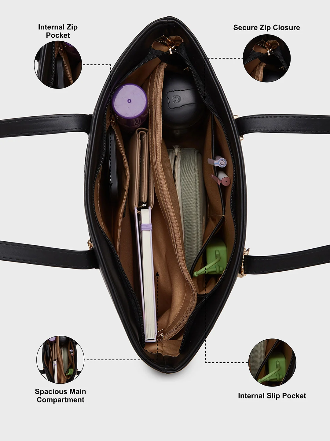 Caprese Imisi Medium Black Tote Bag - Image 4