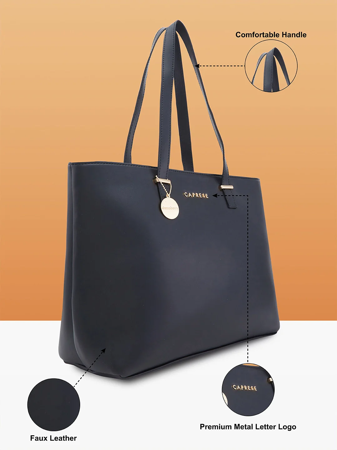 Caprese Imisi Medium Black Tote Bag - Image 5