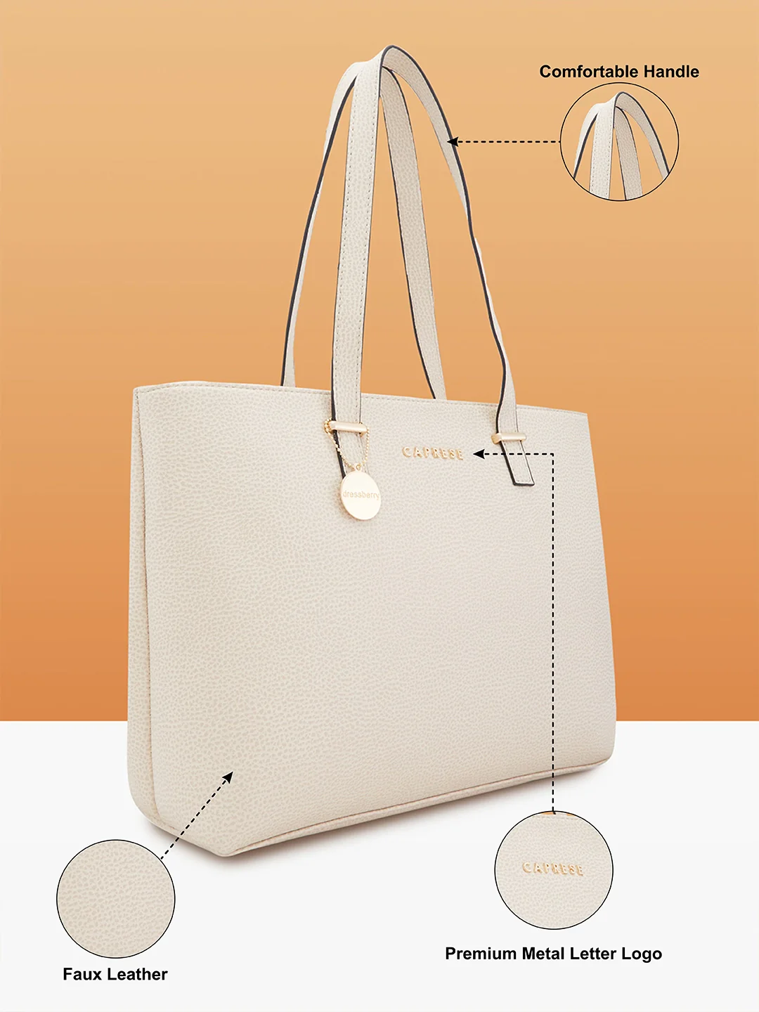 Caprese Imisi Medium Offwhite Tote Bag - Image 5