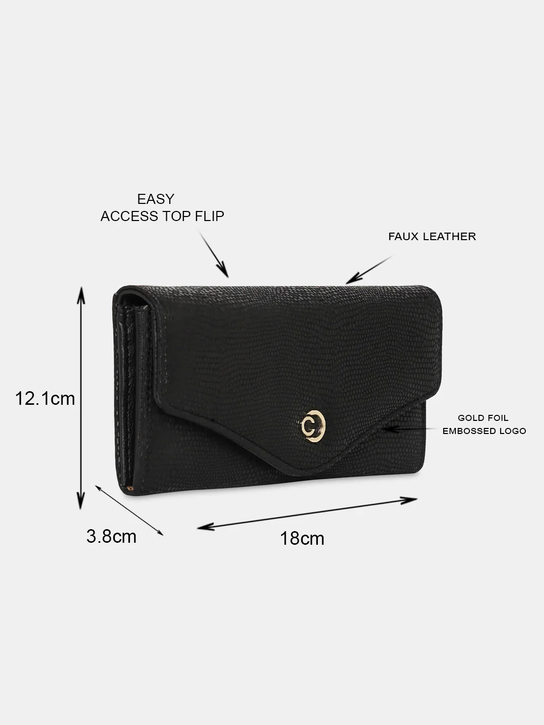 Caprese Ingrid Large Black Flapover Wallet - Image 11