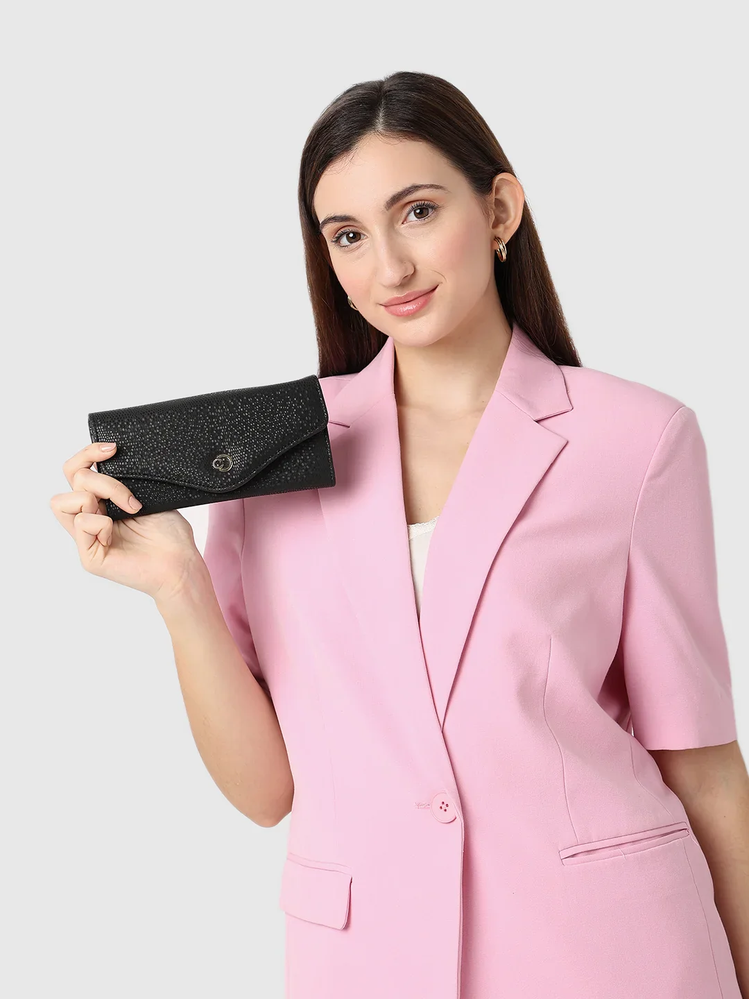 Caprese Ingrid Large Black Flapover Wallet - Image 2