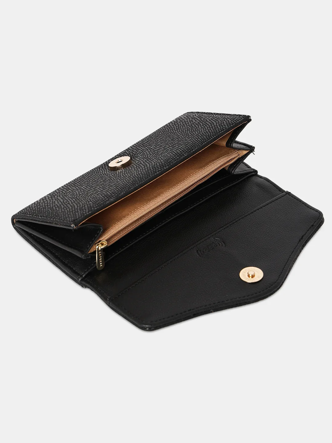 Caprese Ingrid Large Black Flapover Wallet - Image 9