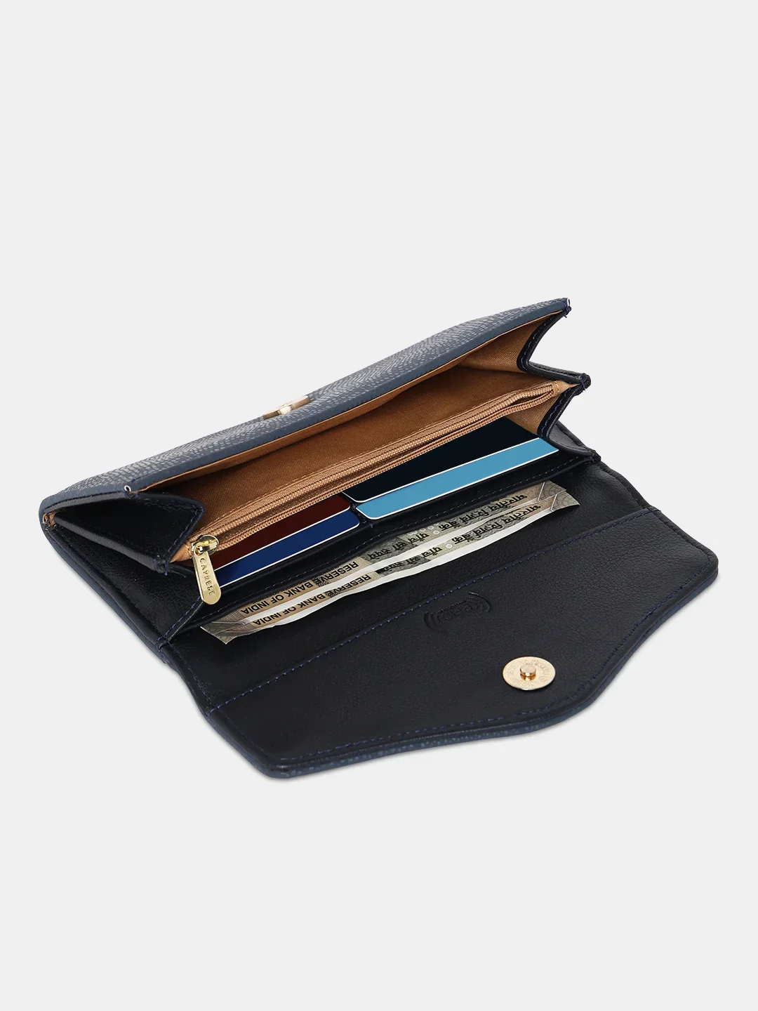 Caprese Ingrid Large Navy Flapover Wallet - Image 10