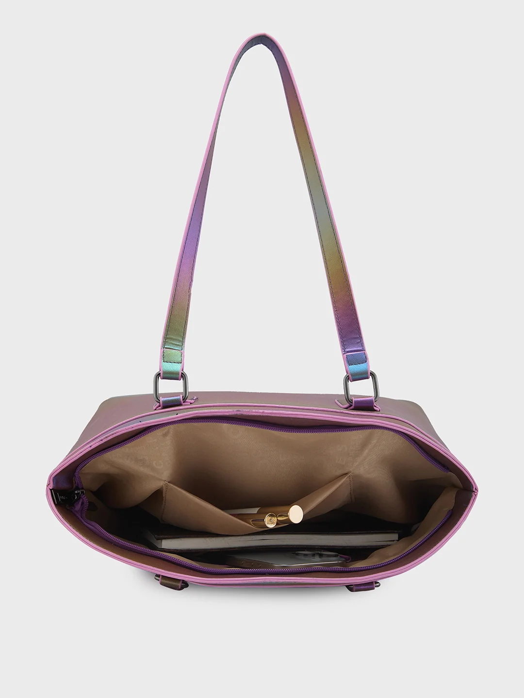 Caprese Iris Iridescent Medium Purple Tote Bag - Image 9