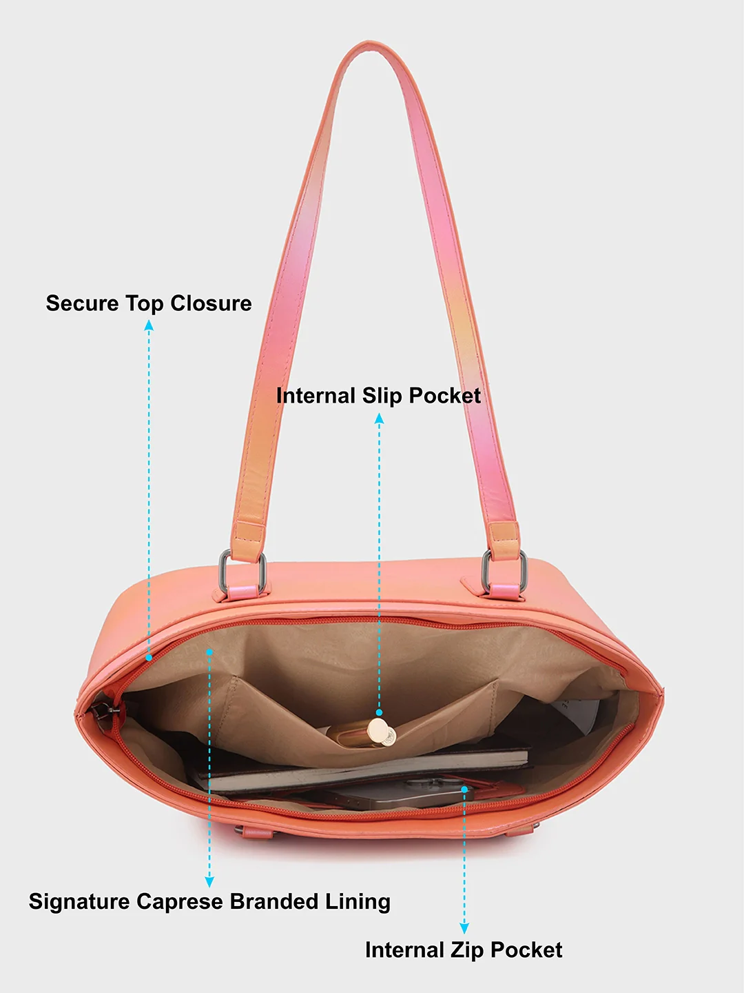 Caprese Iris Iridescent Medium Yellow Tote Bag - Image 8