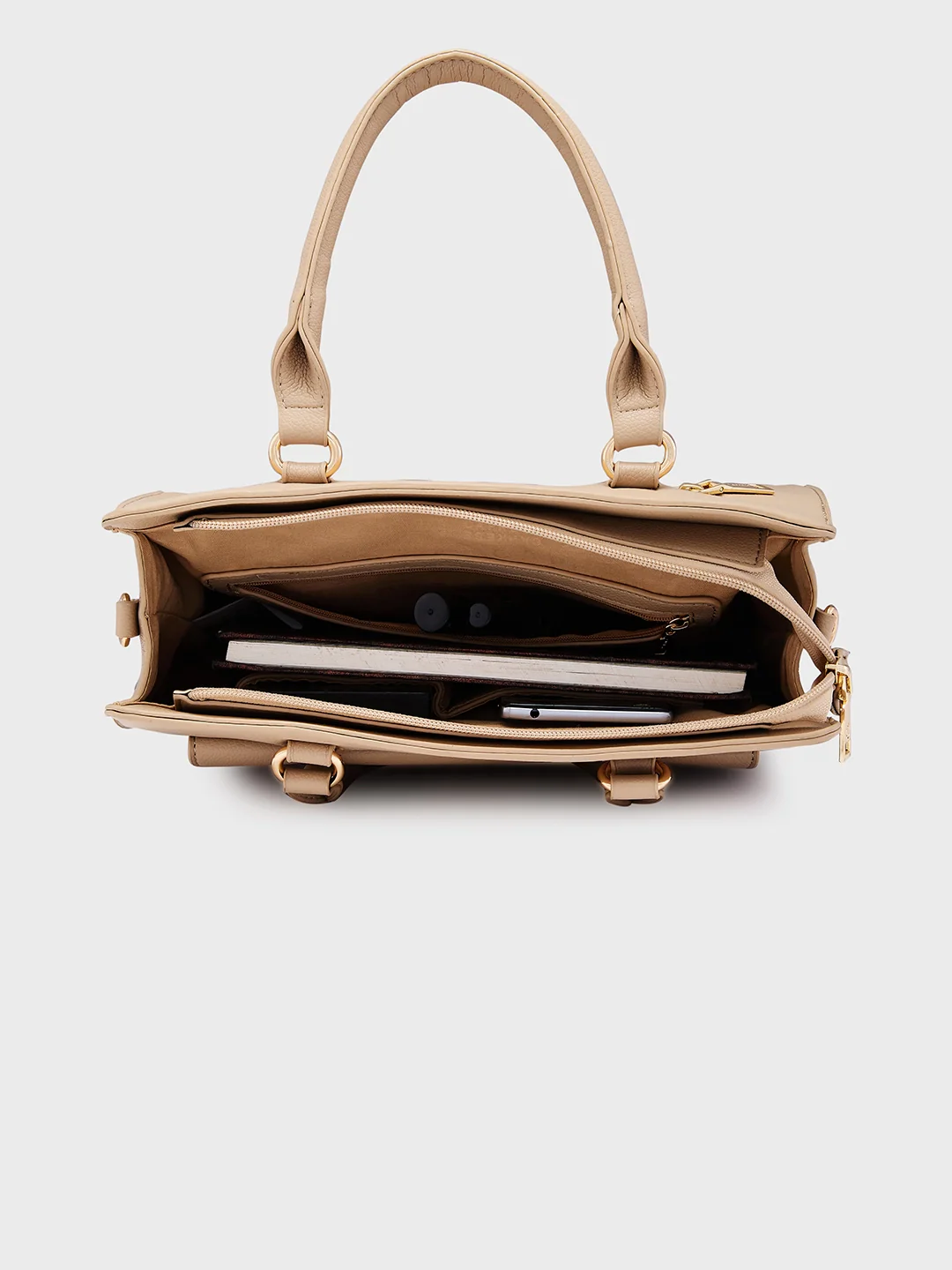 Caprese Jackie Medium Beige Satchel Bag - Image 9
