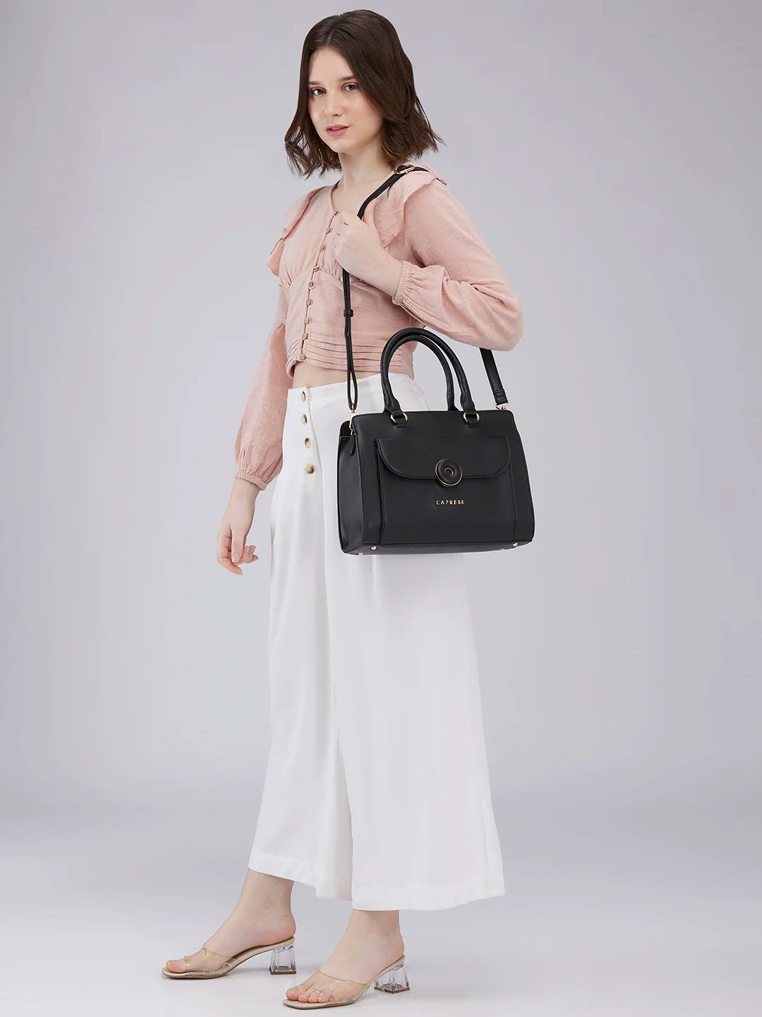 Caprese Jackie Medium Black Satchel Bag - Image 2