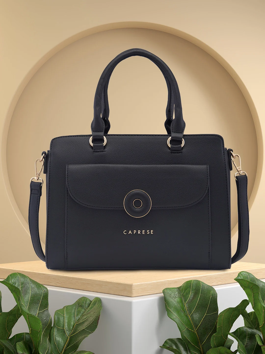 Caprese Jackie Medium Black Satchel Bag - Image 3