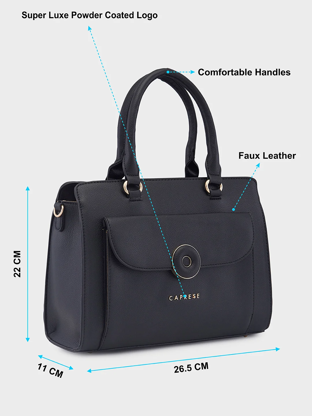 Caprese Jackie Medium Black Satchel Bag - Image 7