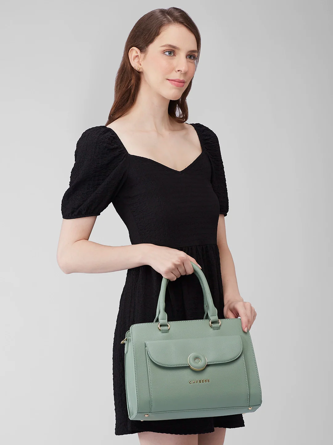 Caprese Jackie Medium Green Satchel Bag - Image 11