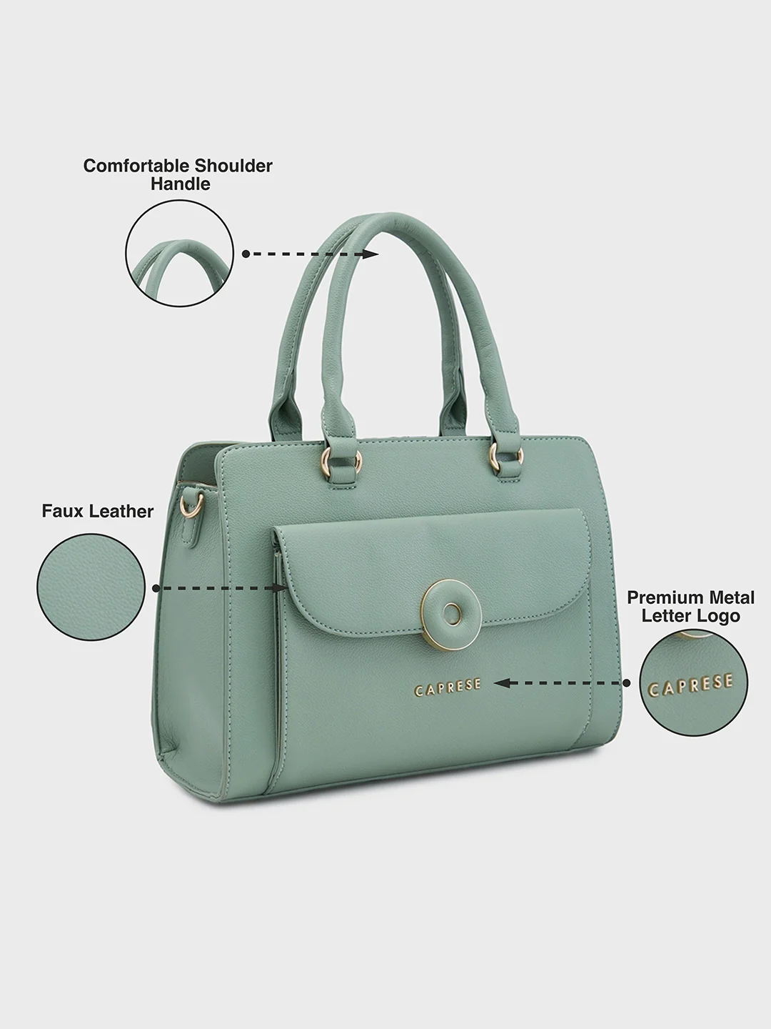 Caprese Jackie Medium Green Satchel Bag - Image 6