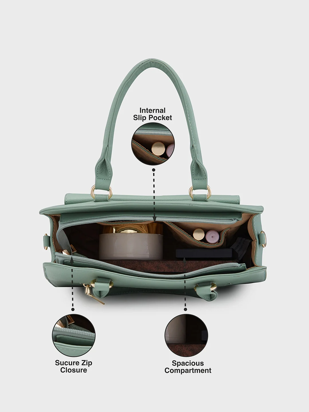 Caprese Jackie Medium Green Satchel Bag - Image 7