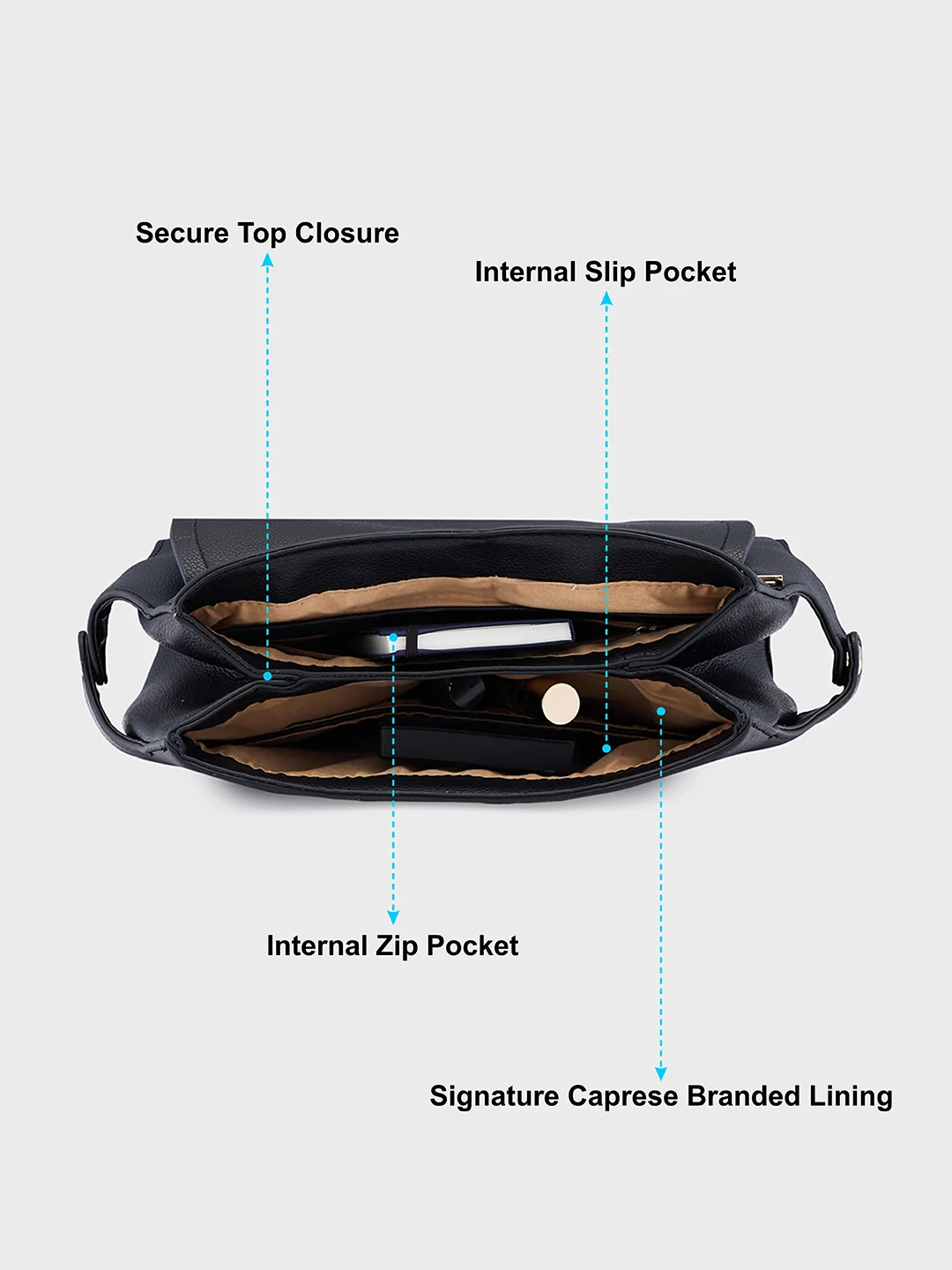 Caprese Jackie Medium Black Sling Bag - Image 8