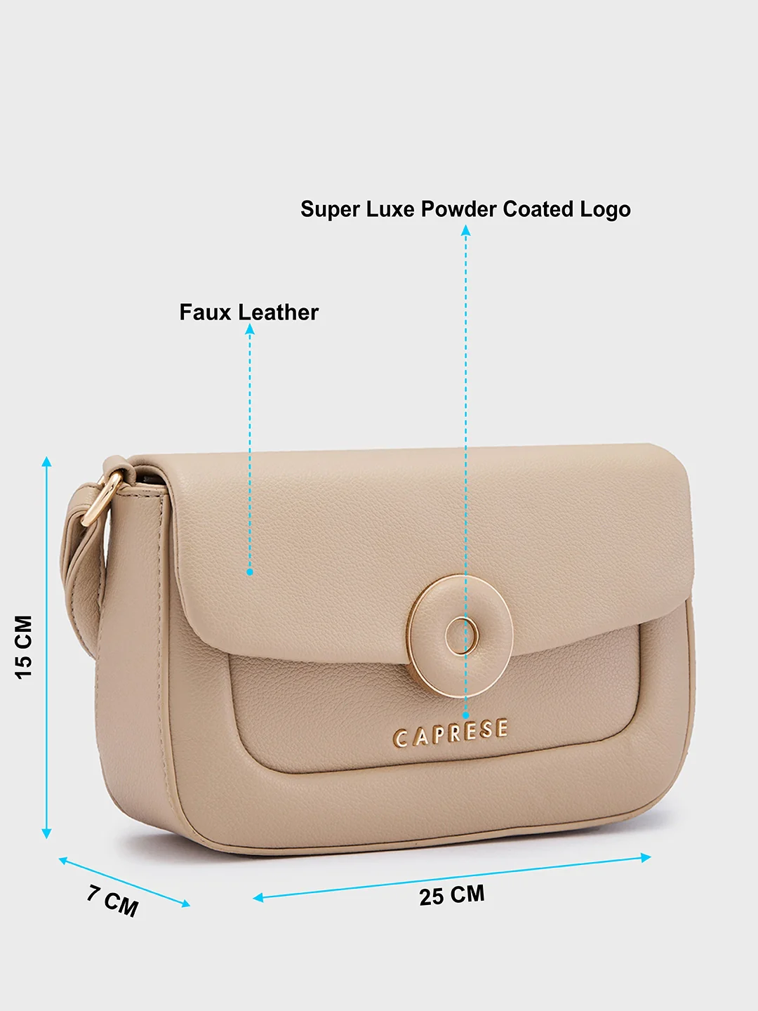 Caprese Jackie Small Beige Sling Bag - Image 7