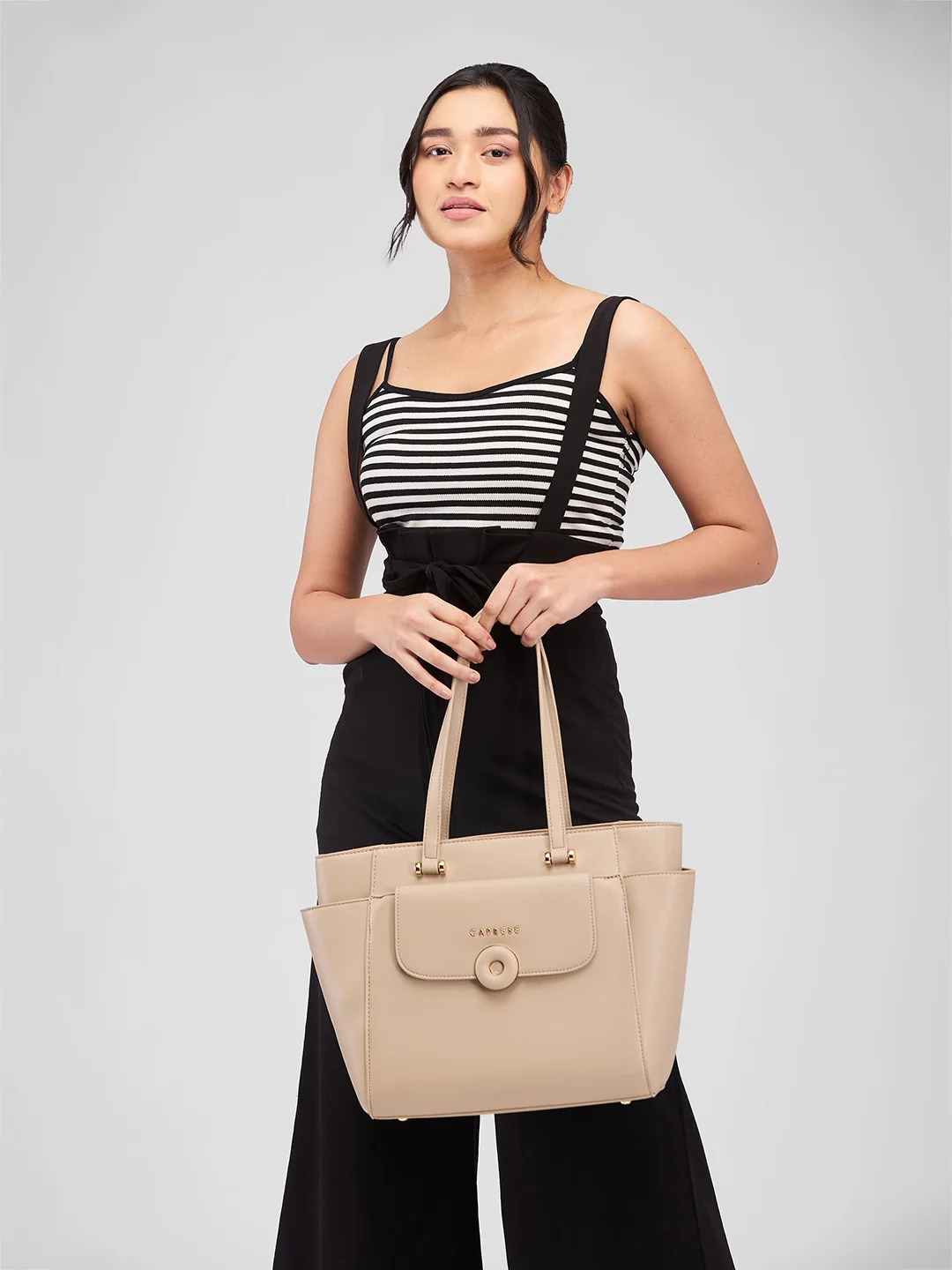 Caprese Jackie Large Beige Tote Bag - Image 12