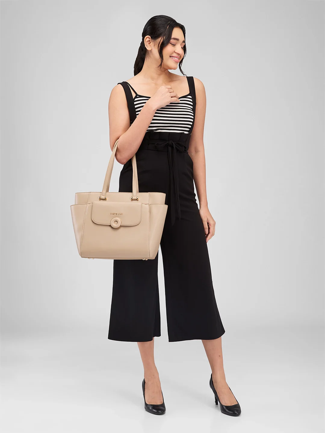 Caprese Jackie Large Beige Tote Bag - Image 2