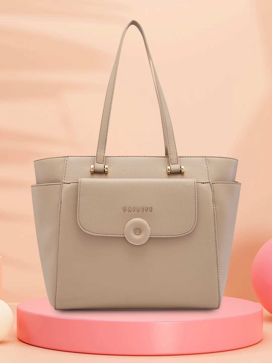 Caprese Jackie Large Beige Tote Bag - Image 3