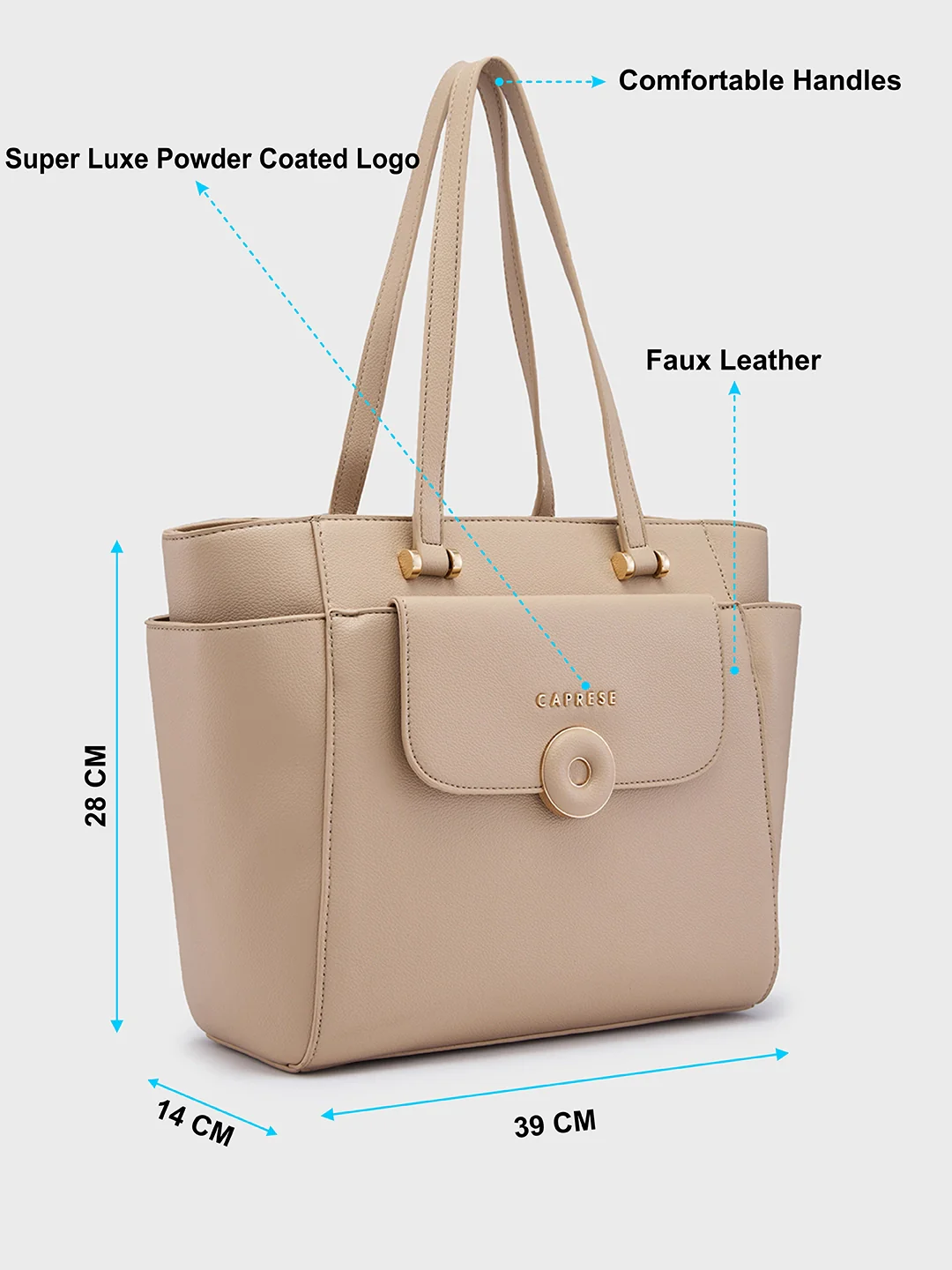 Caprese Jackie Large Beige Tote Bag - Image 7