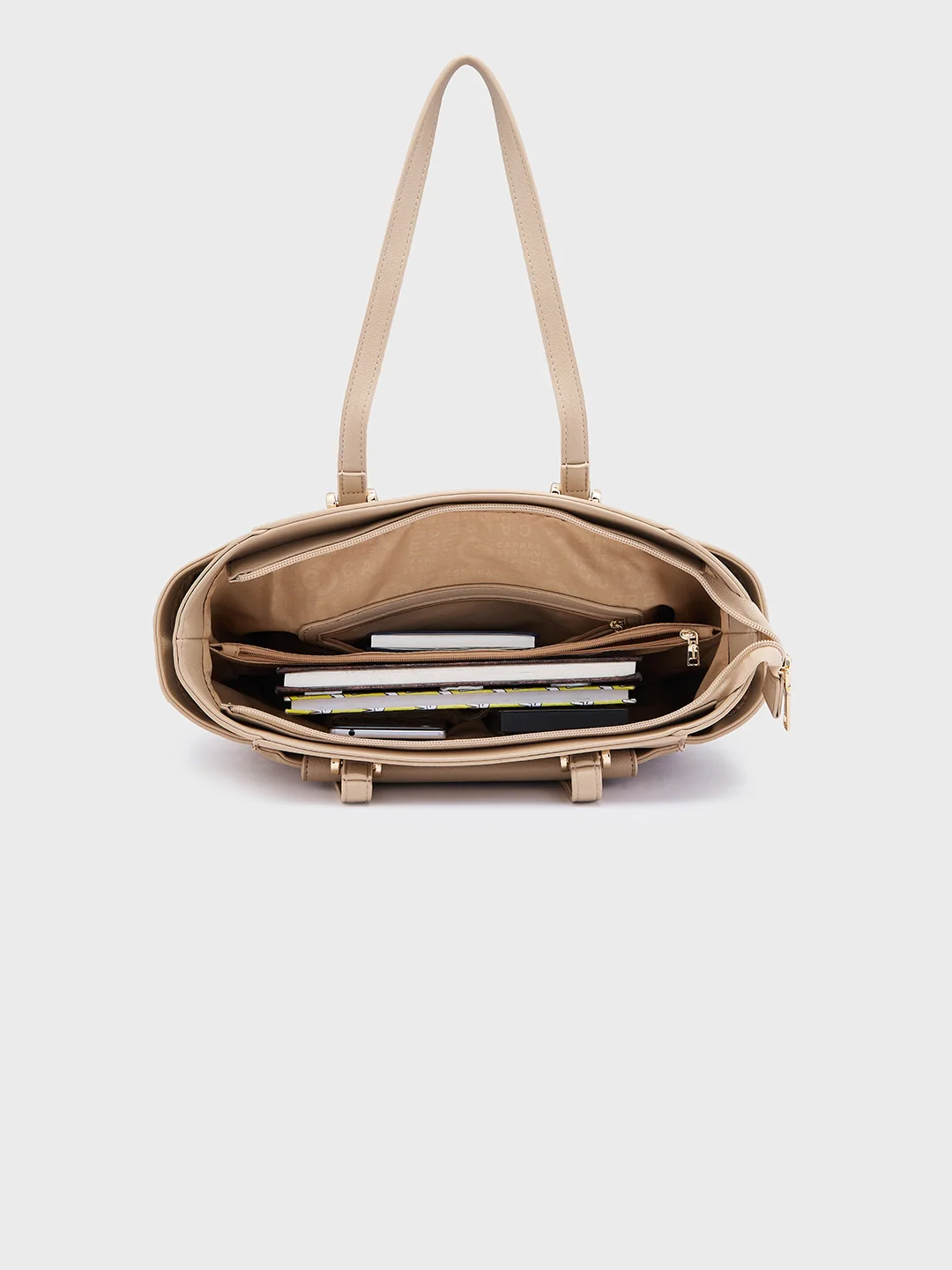 Caprese Jackie Large Beige Tote Bag - Image 9