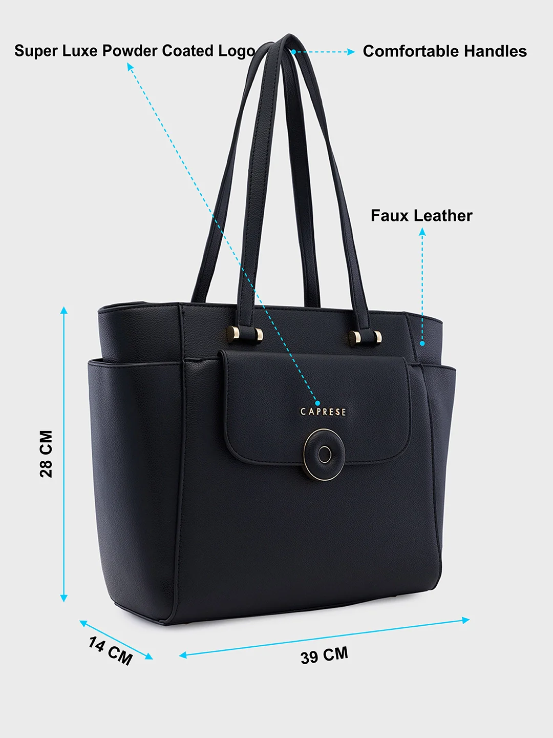 Caprese Jackie Large Black Tote Bag - Image 7