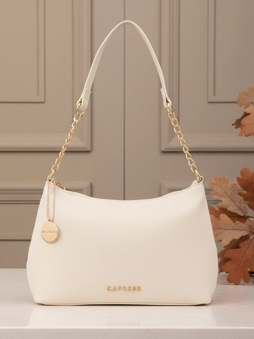 Caprese Jaime Medium Alpine Oat Baguette Bag - Image 16