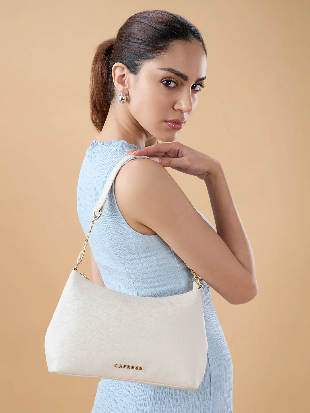 Caprese Jaime Medium Alpine Oat Baguette Bag - Image 7