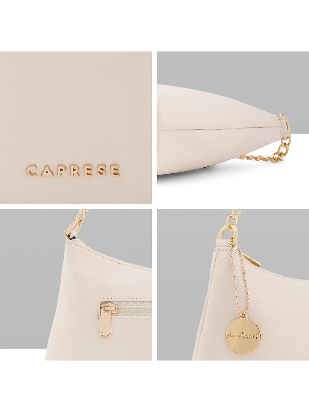 Caprese Jaime Medium Alpine Oat Baguette Bag - Image 8