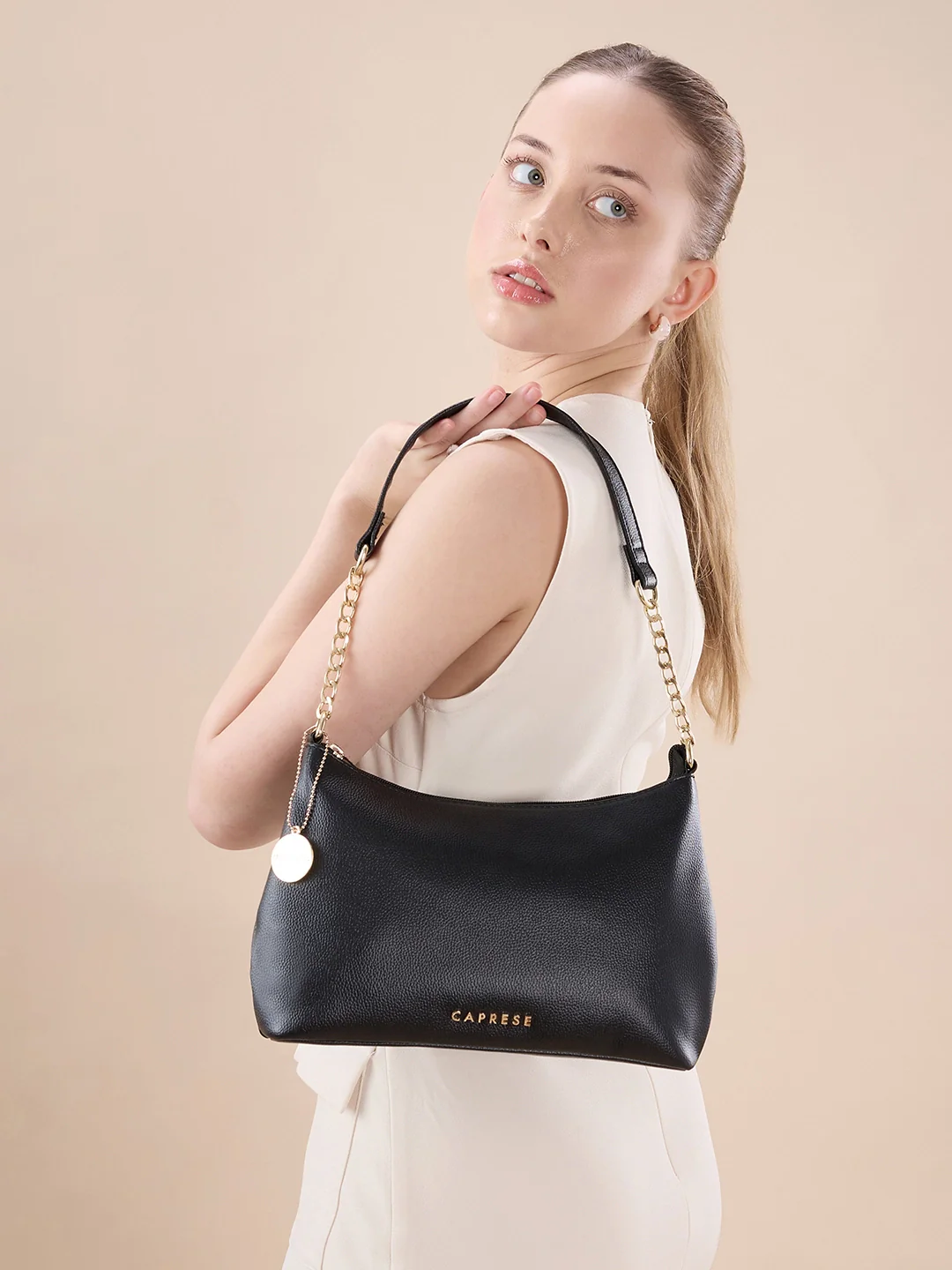 Caprese Jaime Medium Black Baguette Bag - Image 2