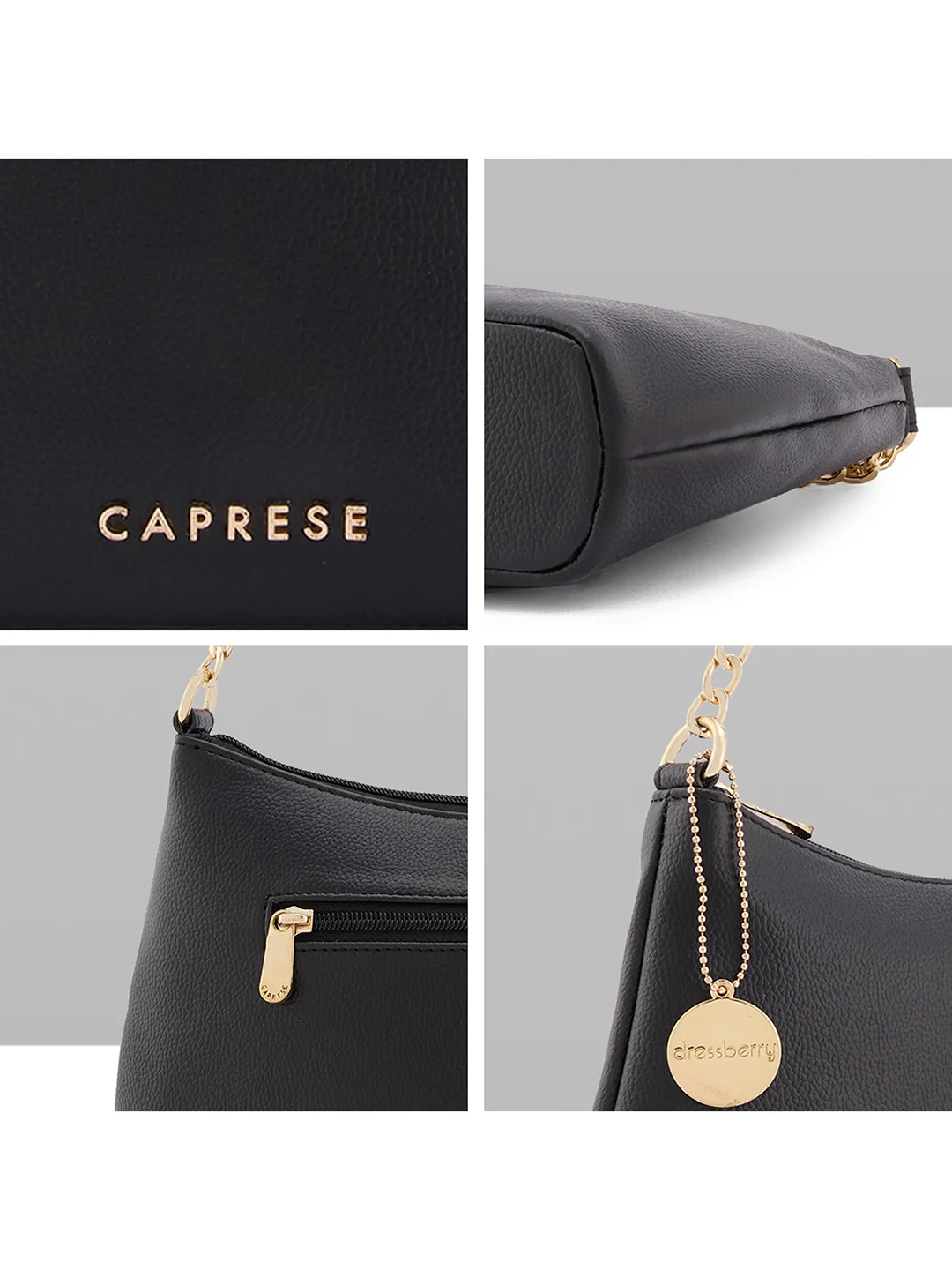 Caprese Jaime Medium Black Baguette Bag - Image 8