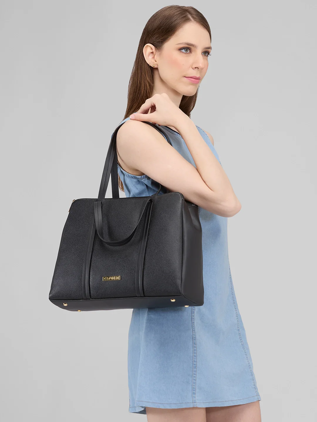 Caprese Jamie Medium Black Satchel Bag - Image 13