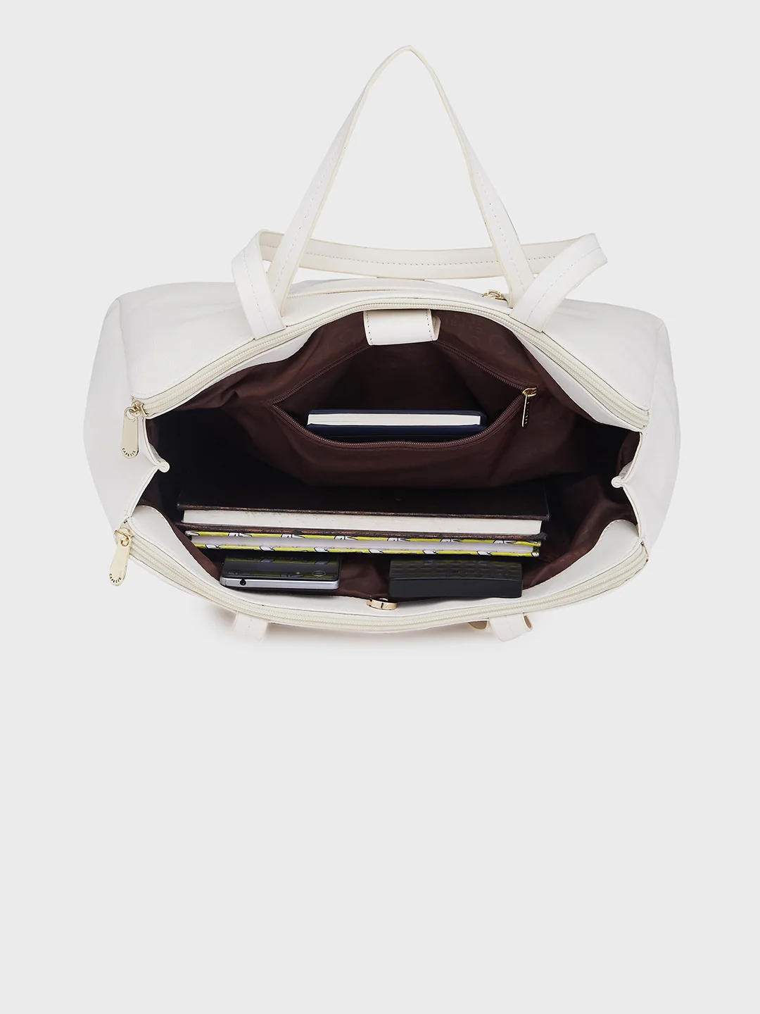 Caprese Jamie Medium Off White Satchel Bag - Image 9