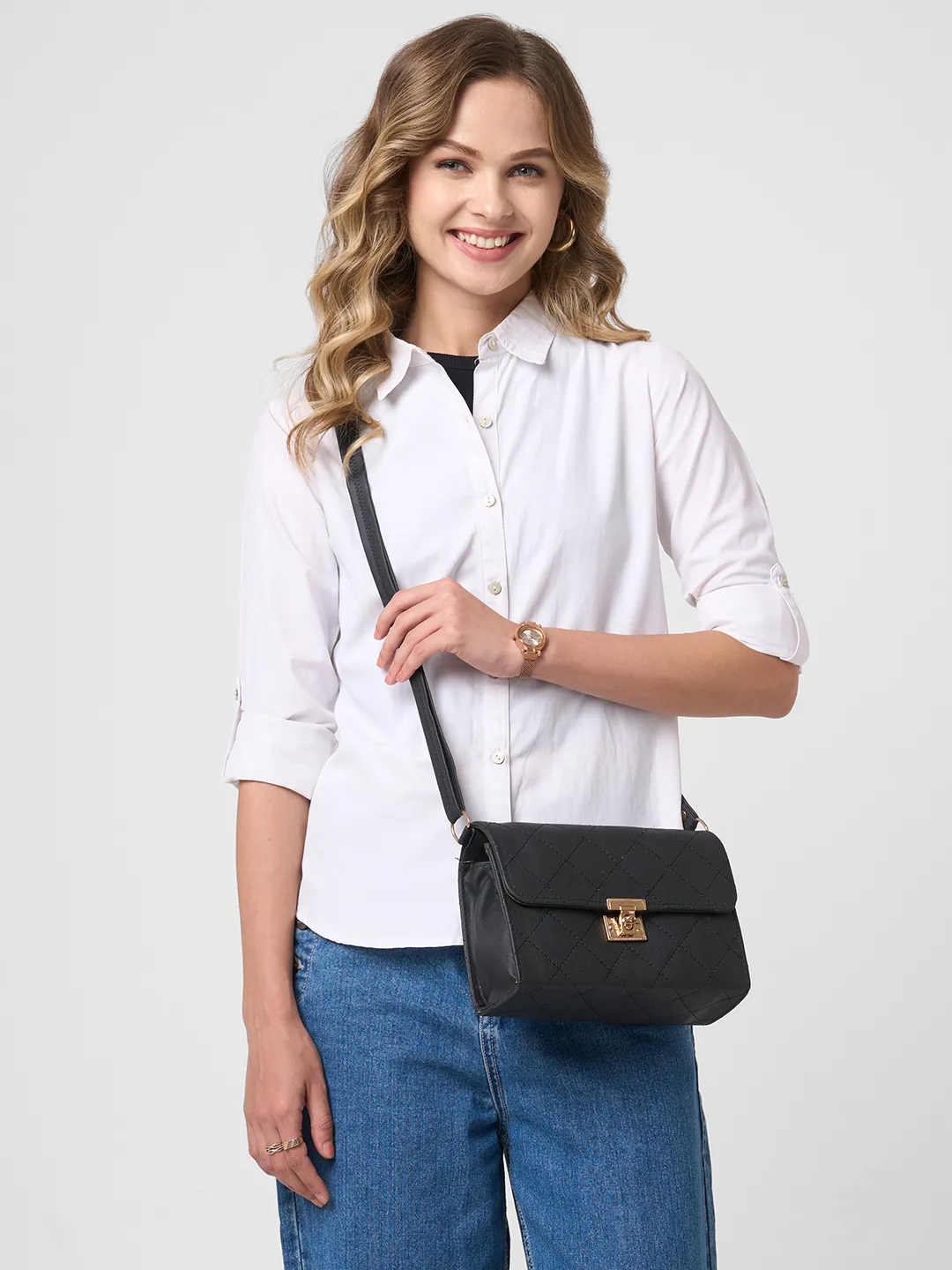 Caprese Jane Medium Black Sling Bag - Image 2