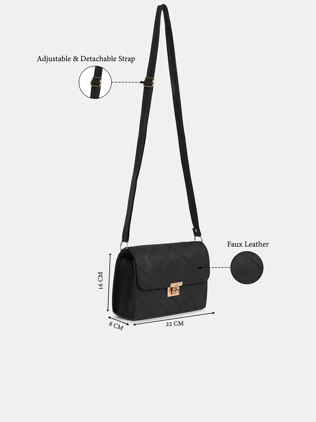 Caprese Jane Medium Black Sling Bag - Image 3