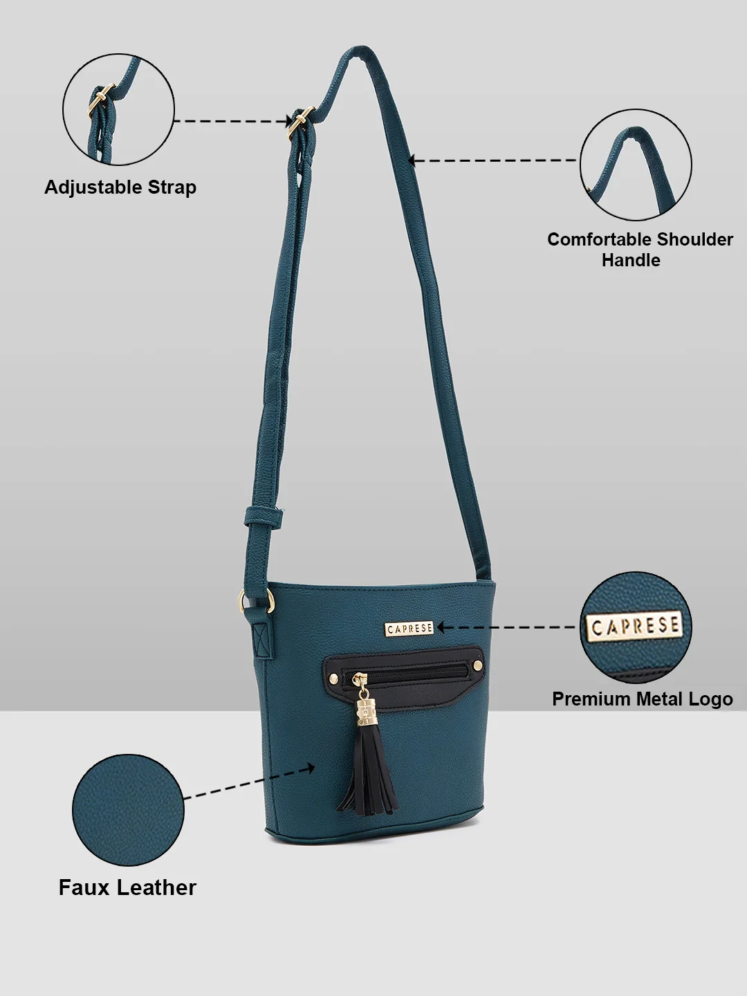 Caprese Jane Medium Emerald Sling Bag - Image 6