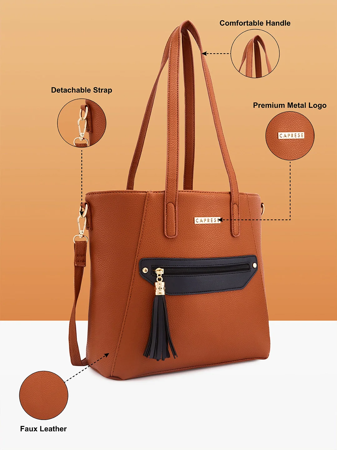 Caprese Jane Large Hb Tan Tote Bag - Image 4