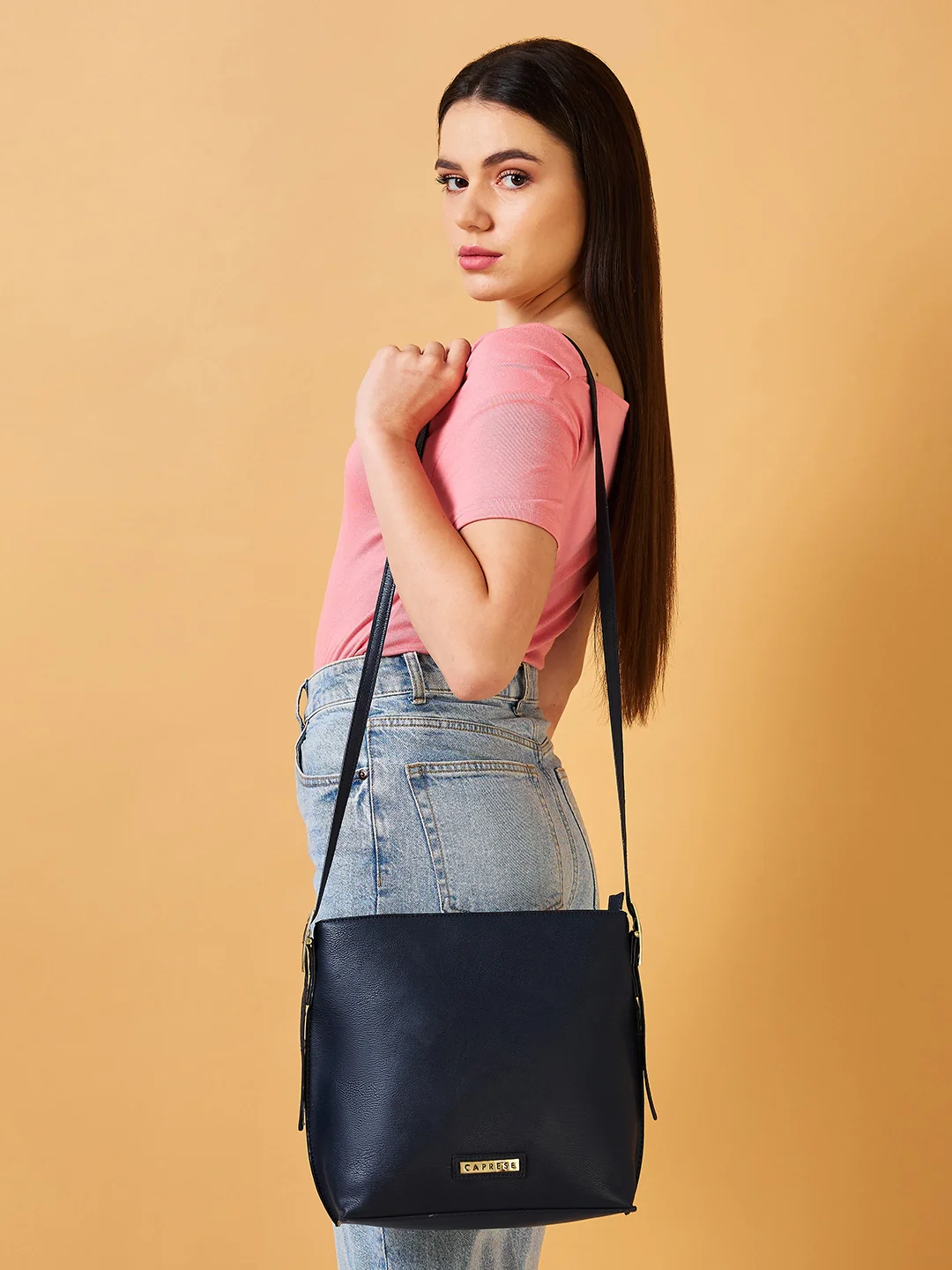 Caprese Janet Large Navy Blue Sling Bag - Image 11