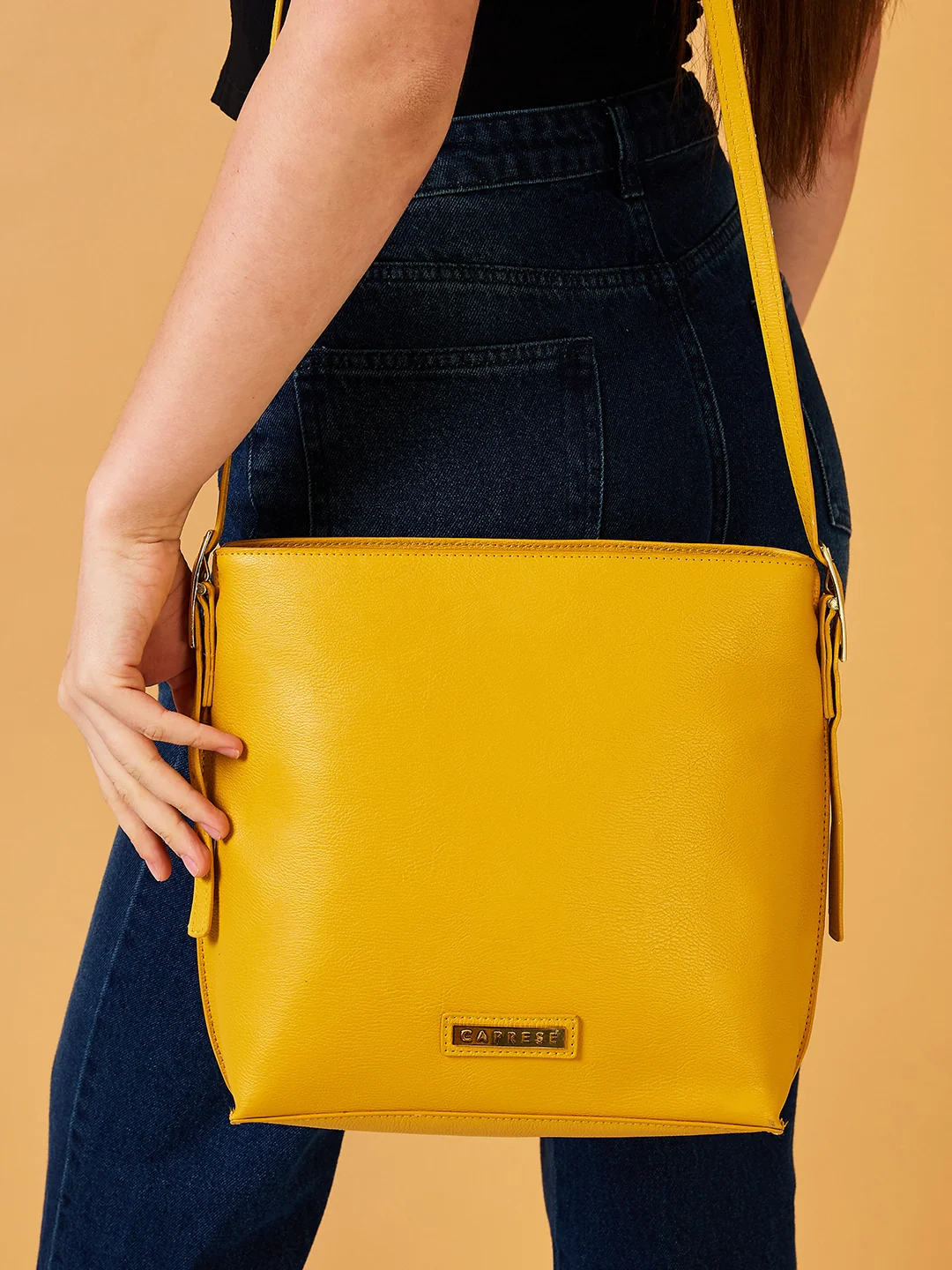 Caprese Janet Large Ocher Sling Bag - Image 10