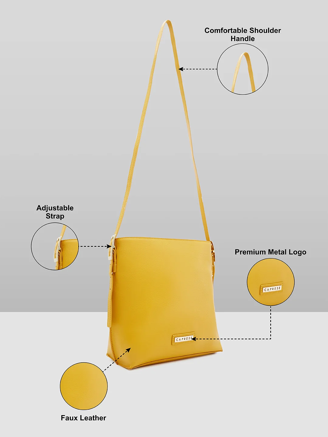 Caprese Janet Large Ocher Sling Bag - Image 6