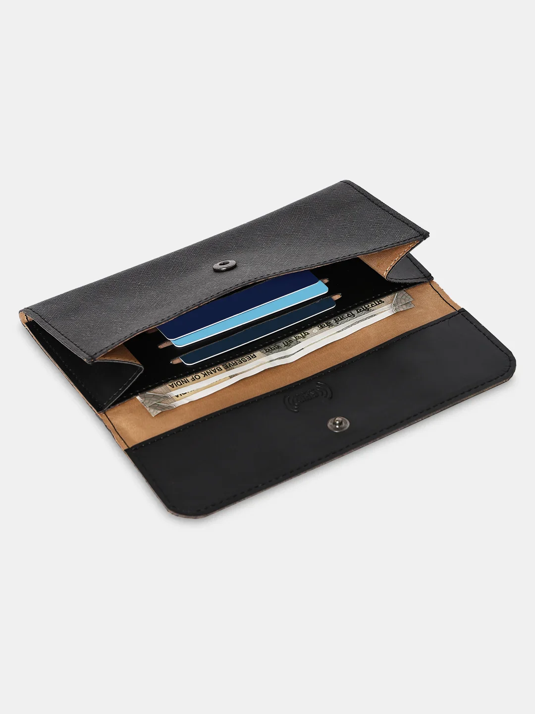Caprese Janne Medium Black Flapover Wallet - Image 10