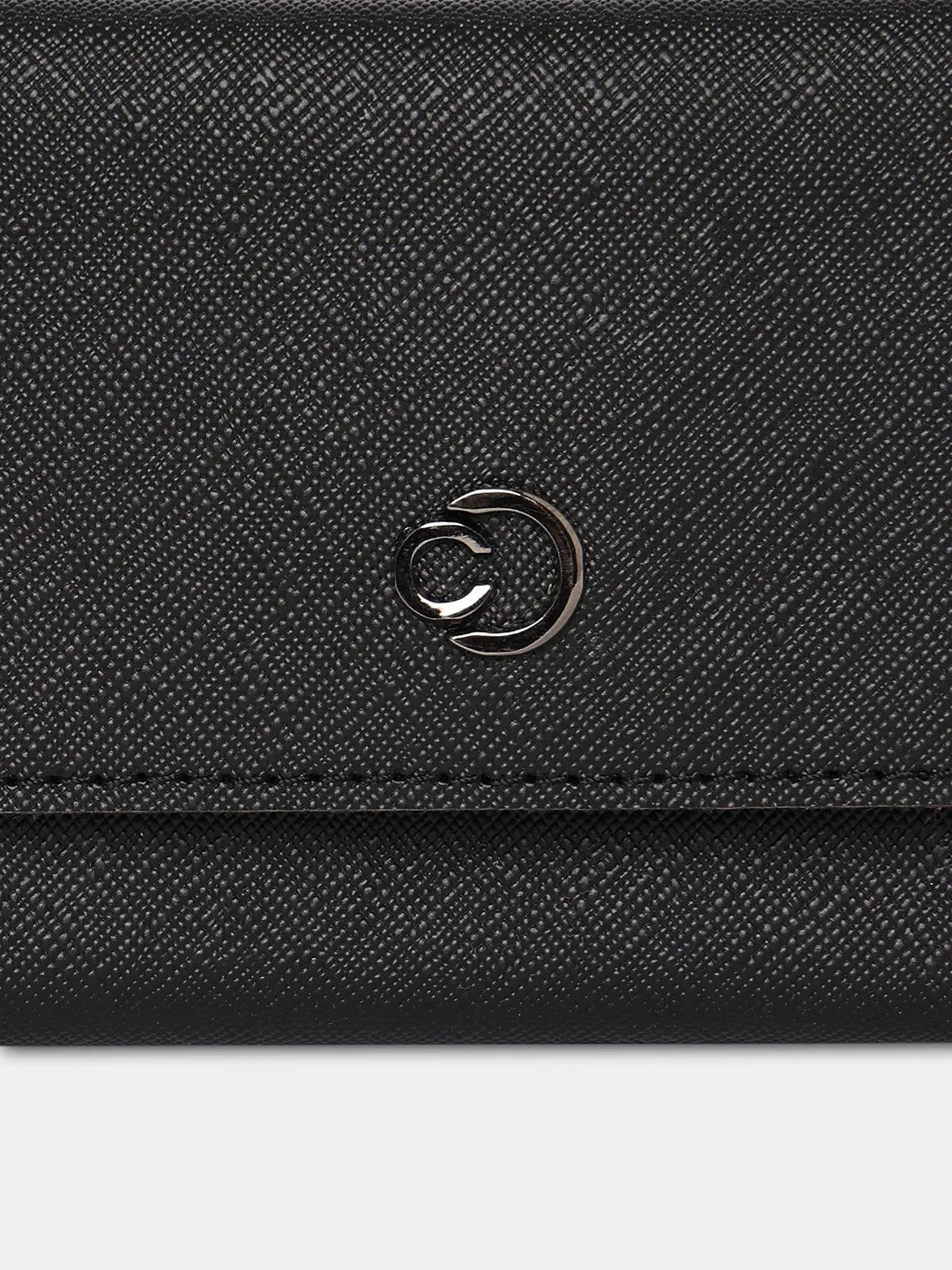 Caprese Janne Medium Black Flapover Wallet - Image 7