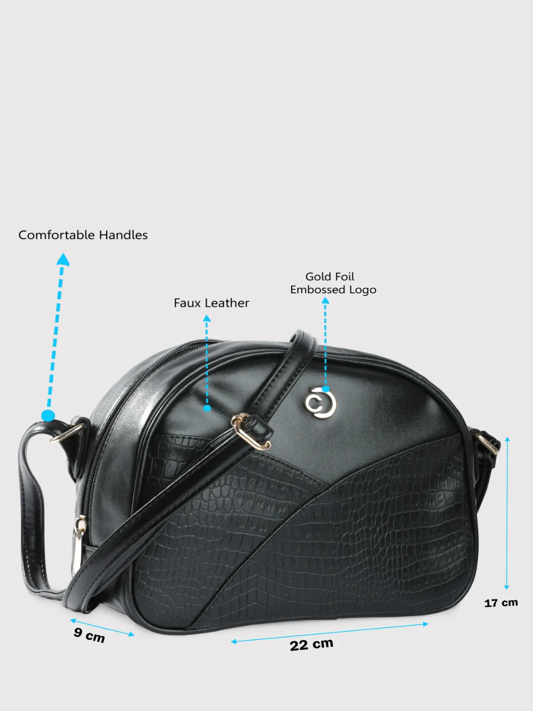 Caprese January Medium Black Sling Bag - Image 5